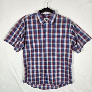 Yves Saint Laurent Short-Sleeve Plaid Button-Down - Blue, Red & White